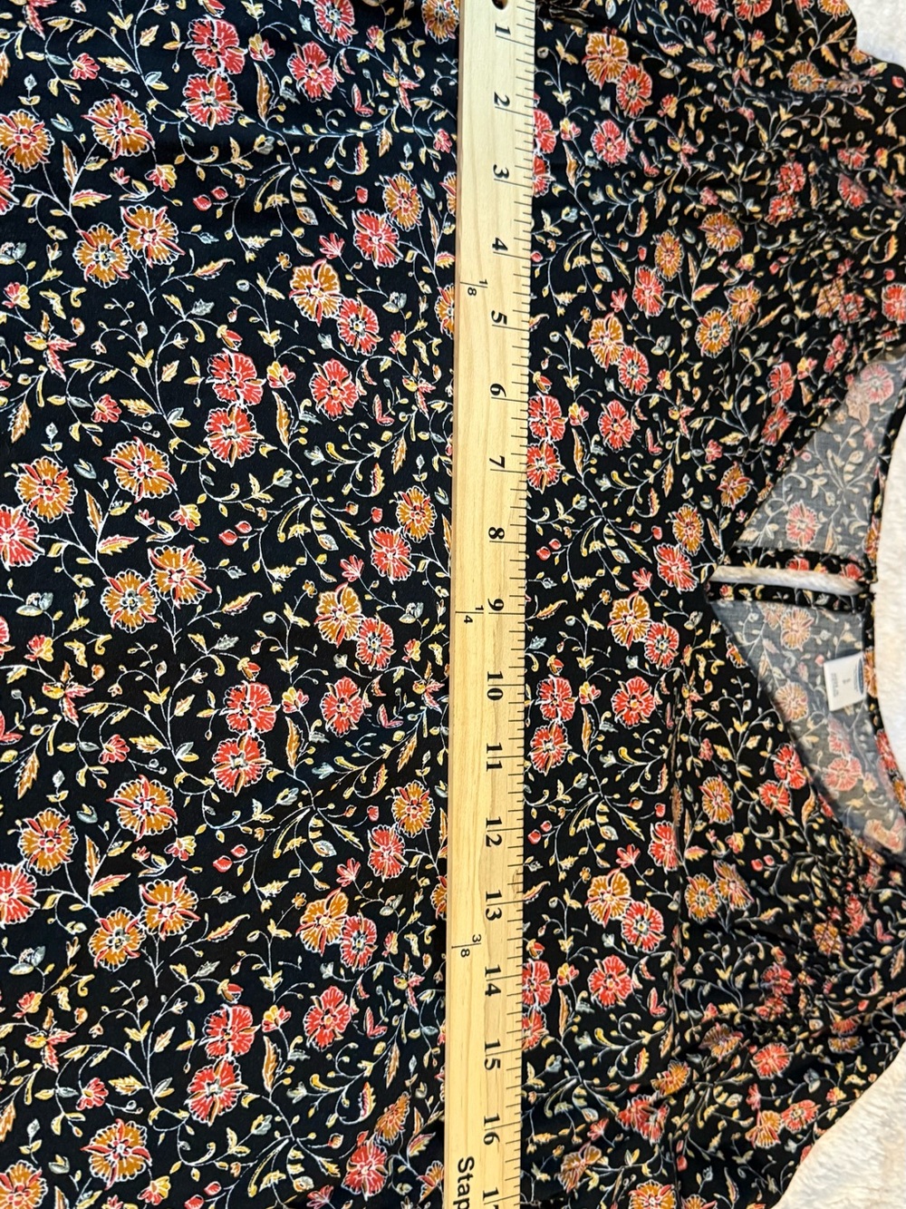 Old Navy Black Floral V-Neck Long Sleeve Dress with Pink Roses 🌹 mini - Picture 8 of 10